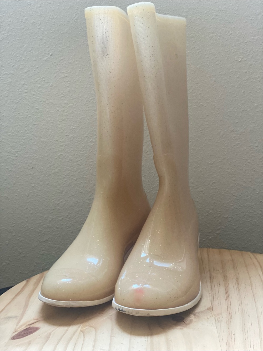 Women's Knee-High Rain Boots in Cream